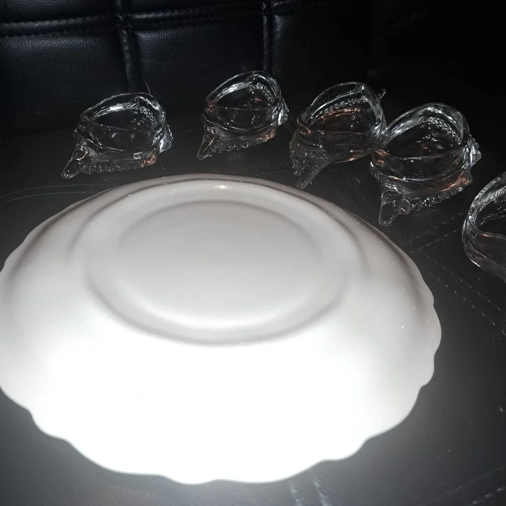 FABULOUS VINTAGE & PERFECTION Egg platter Plus 5 Glass Egg-Caviar-Tapas Plates